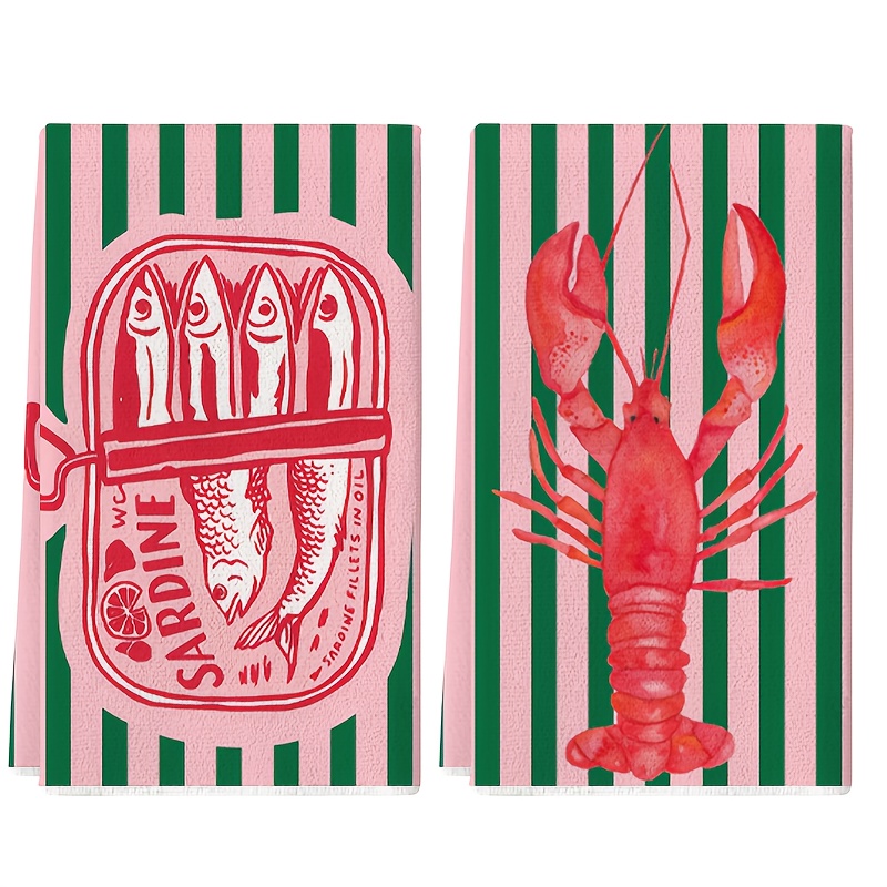 Kitchen Baking Cloth - 2Pcs, American Retro Striped Sardine Can