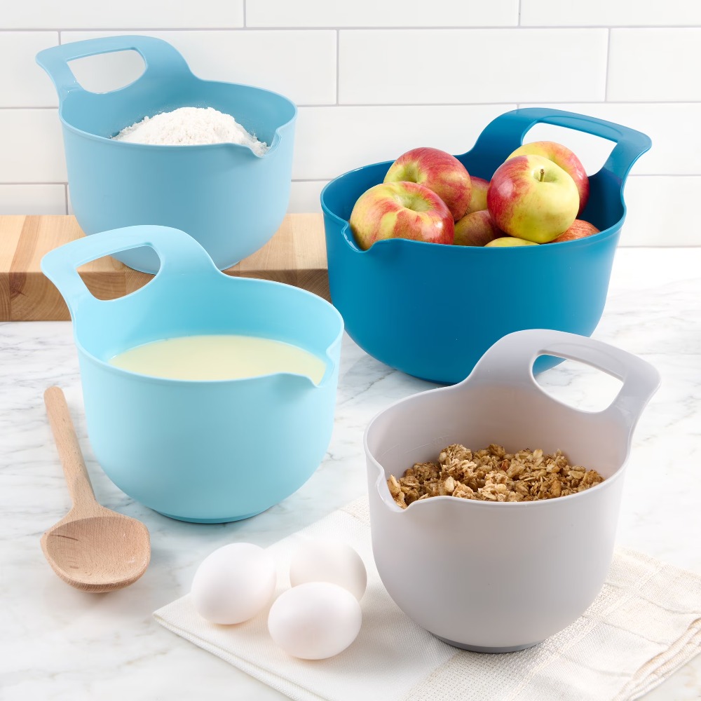 Kitchen Baking Cooking - Nesting Plastic Mixing Bowls Set of