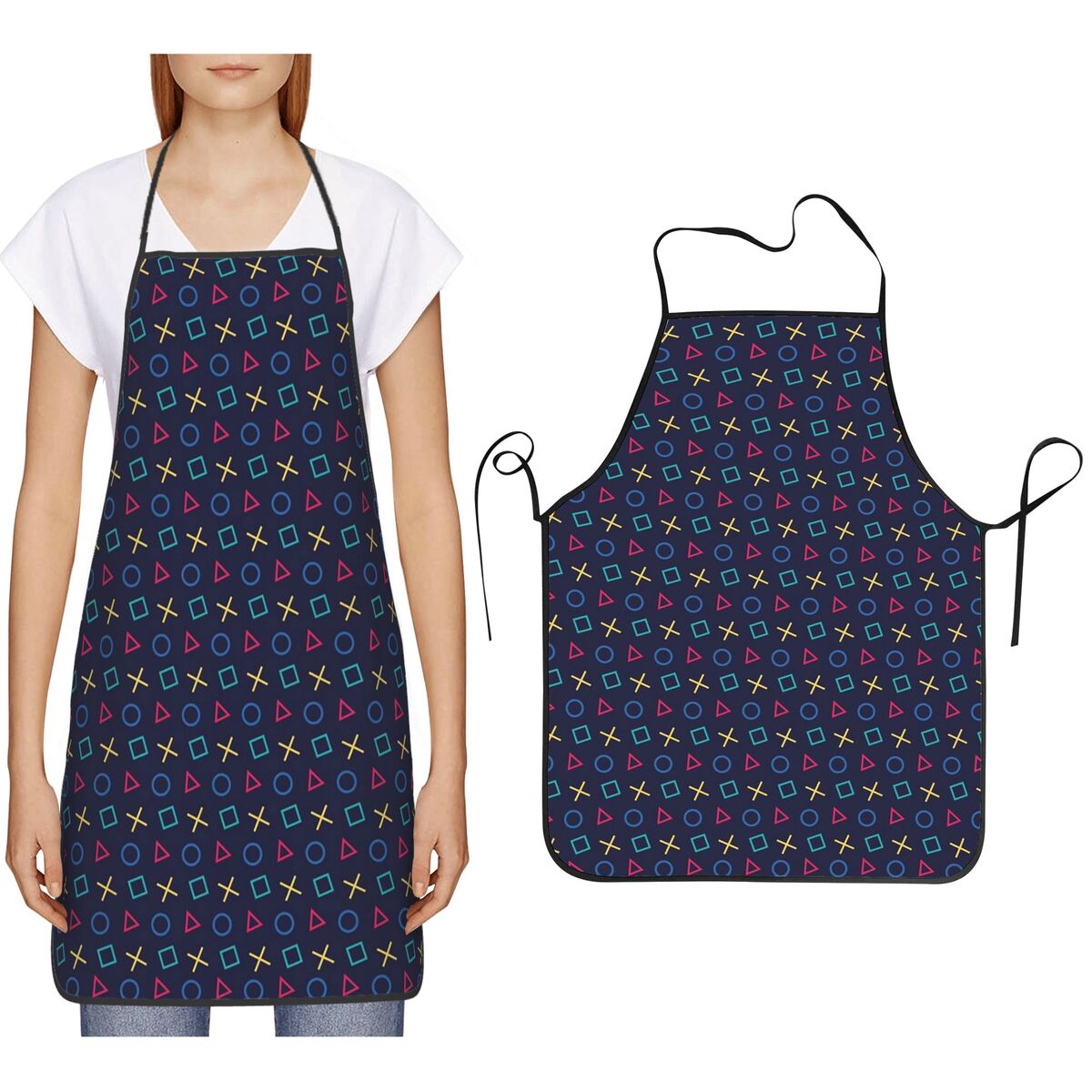 Kitchen Baking Game - Video Game Controller Buttons Pattern Aprons
