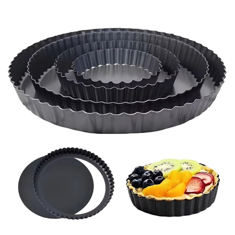 Kitchen Baking Pan - 1pc Removable Bottom Fluted Tart Pan