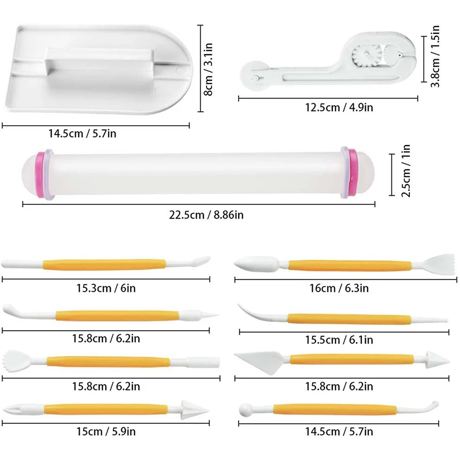 11pcs Fondant Tools Set Cake D - огляд і ціна Fondant Smoother Set