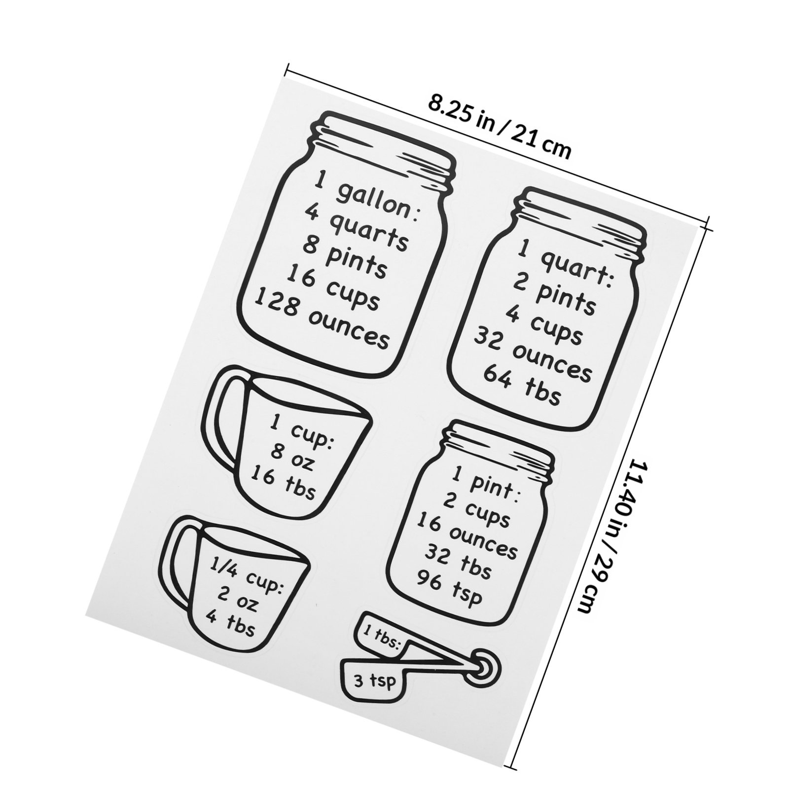 2Pcs Kitchen Conversion Sticke - огляд і ціна Kitchen Baking Conversion Chart