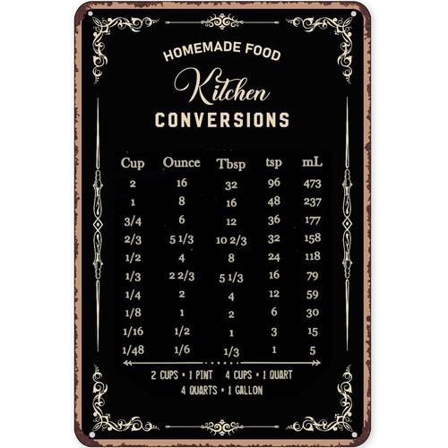 Rustic Tin Sign Decor Baking S - огляд і ціна Kitchen Baking Conversion Chart