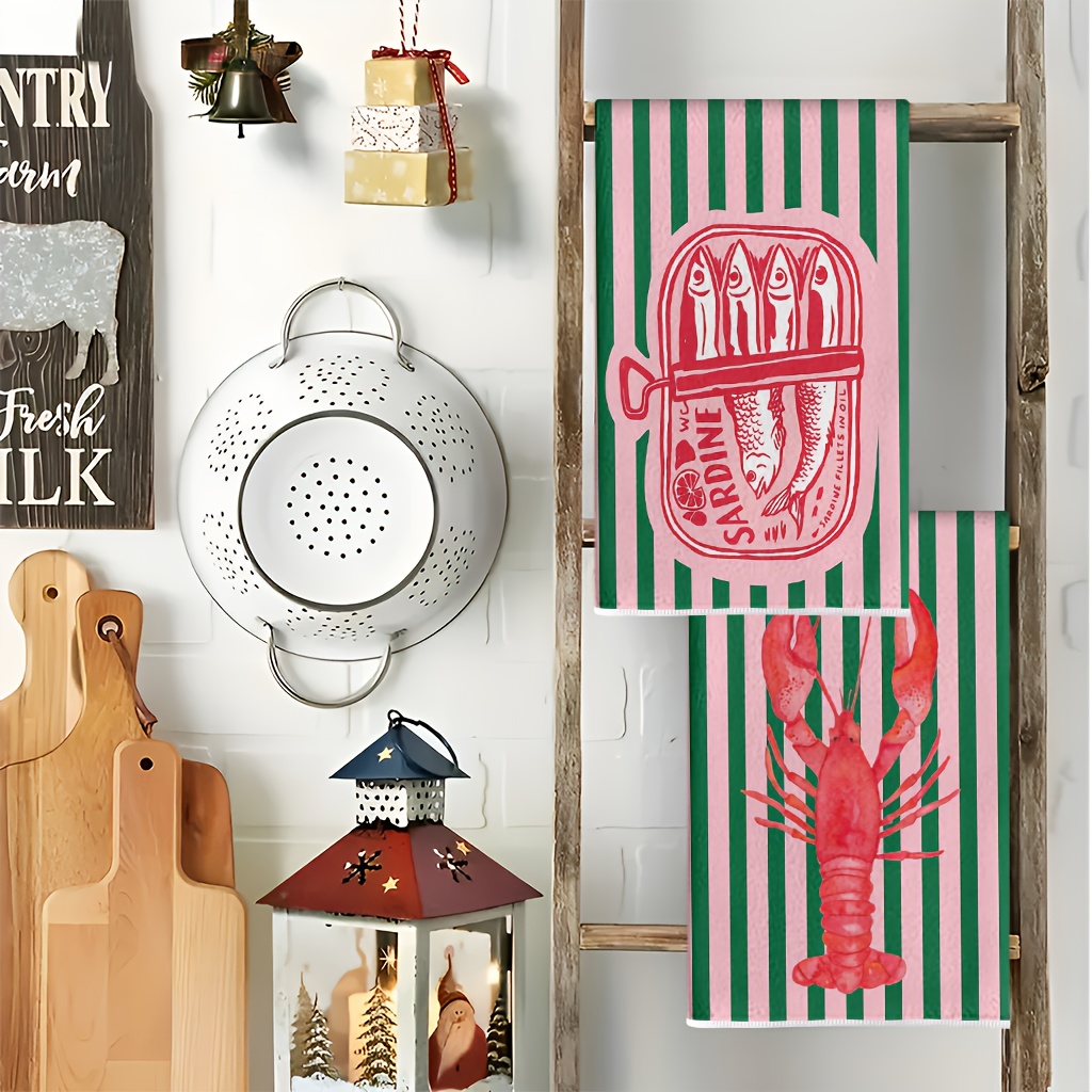 2Pcs, American Retro Striped S - огляд і ціна Kitchen Baking Cloth