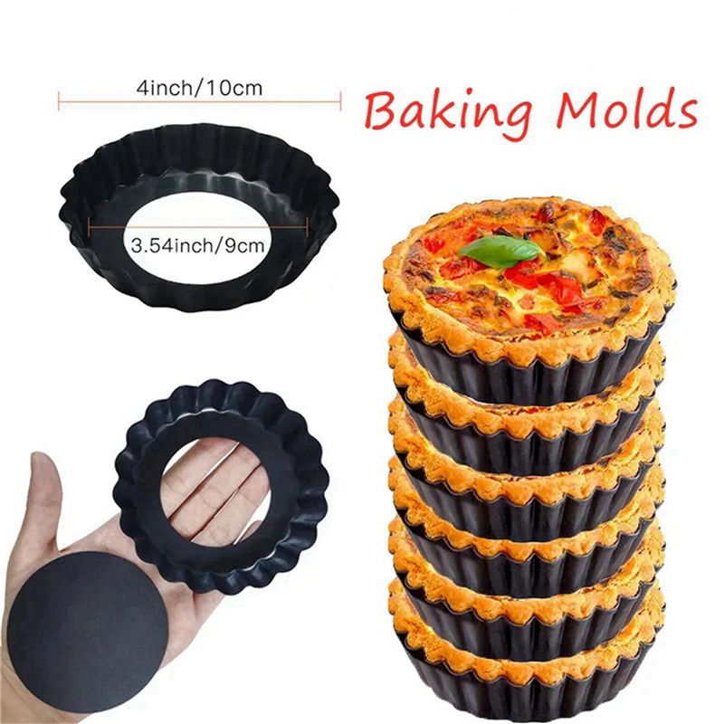 8Pcs 4In/10Cm Mini Pie Muffin  - огляд і ціна Tart Pan Loose