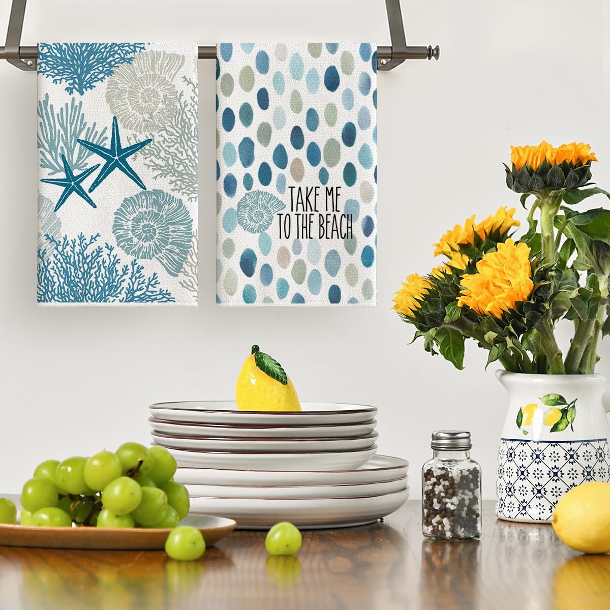 4Pcs, Striped Coral Seahorse S - огляд і ціна Kitchen Baking Cloth