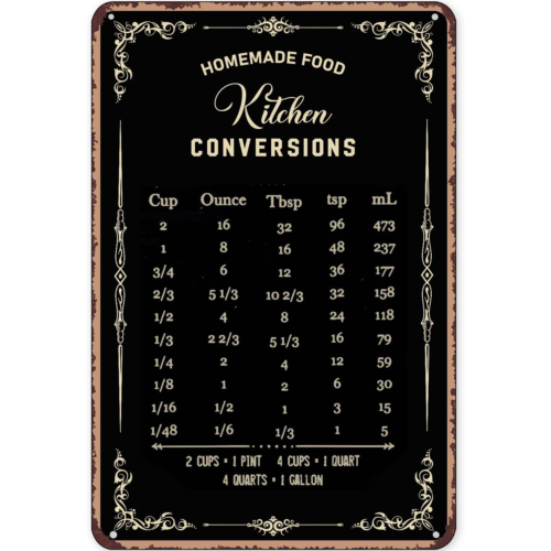 Rustic Tin Sign Decor Baking S - огляд і ціна Kitchen Baking Conversion Chart