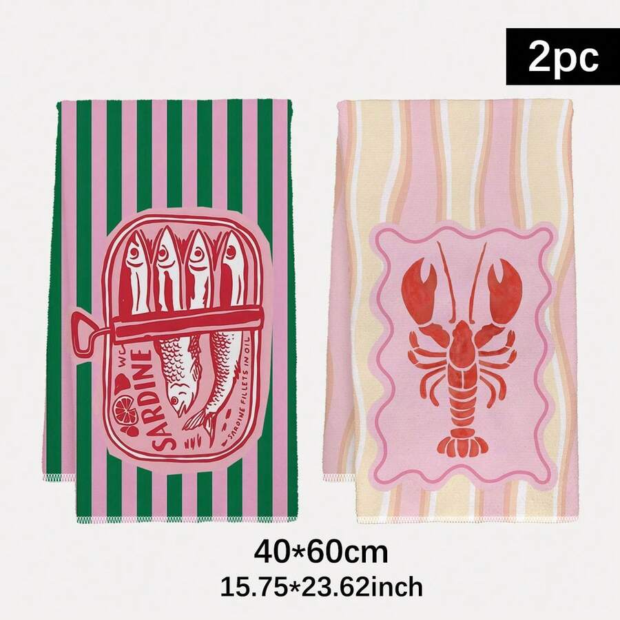 2Pcs, Pink and Green Striped S - огляд і ціна Kitchen Baking Cloth