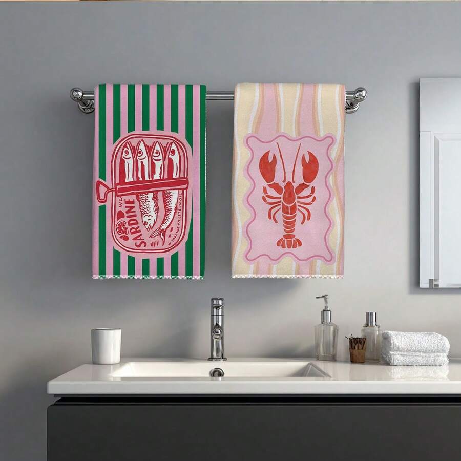 2Pcs, Pink and Green Striped S - огляд і ціна Kitchen Baking Cloth
