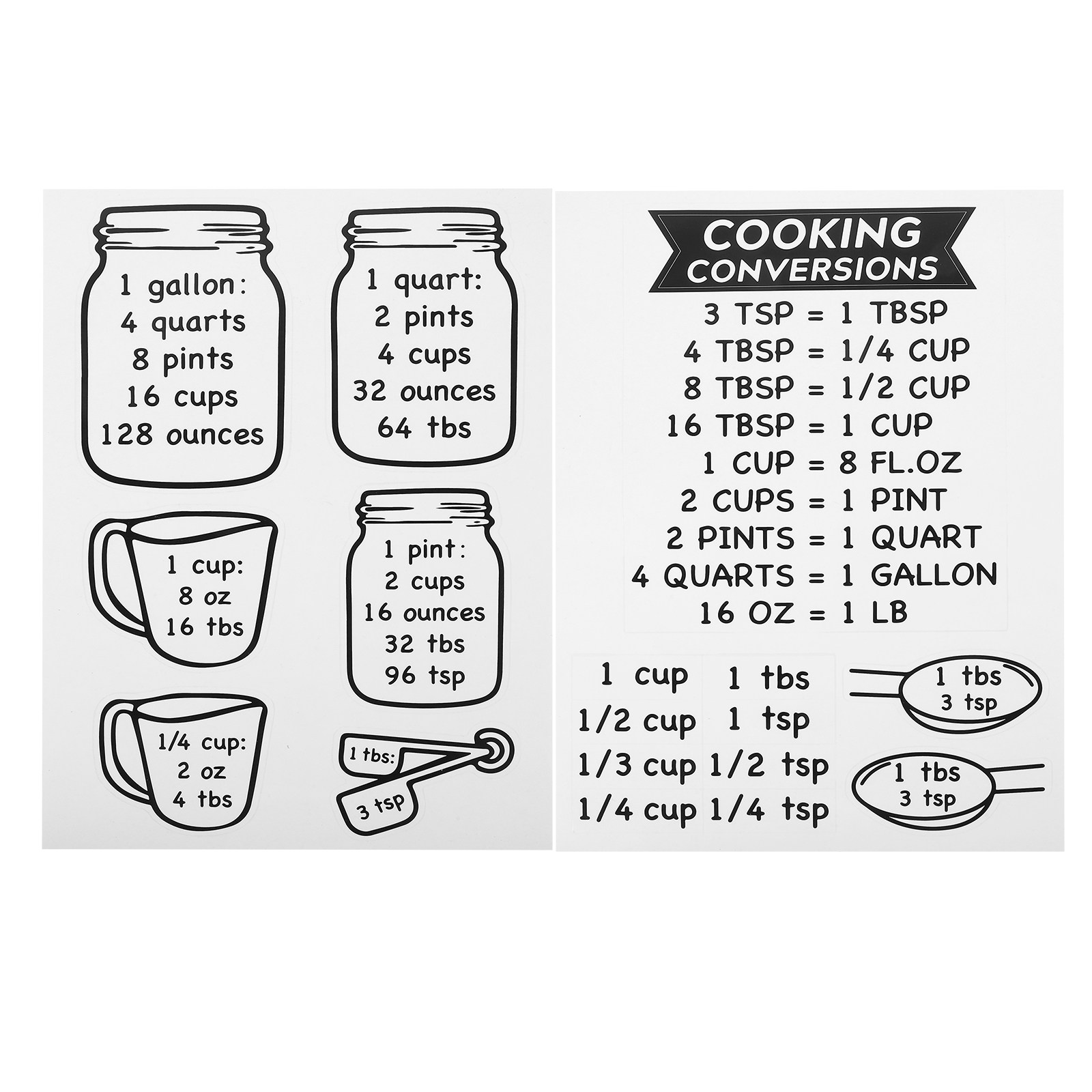 2Pcs Kitchen Measurement Conve - огляд і ціна Kitchen Baking Conversion Chart