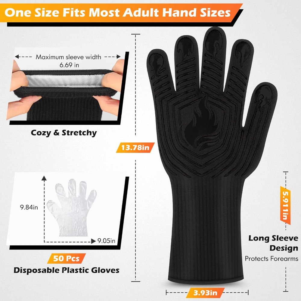 BBQ Gloves, 1472°F Heat Resist - огляд і ціна Kitchen Baking Cooking
